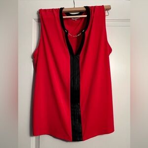 Red Sleeveless Top with Black Trim Calvin Klein 2X